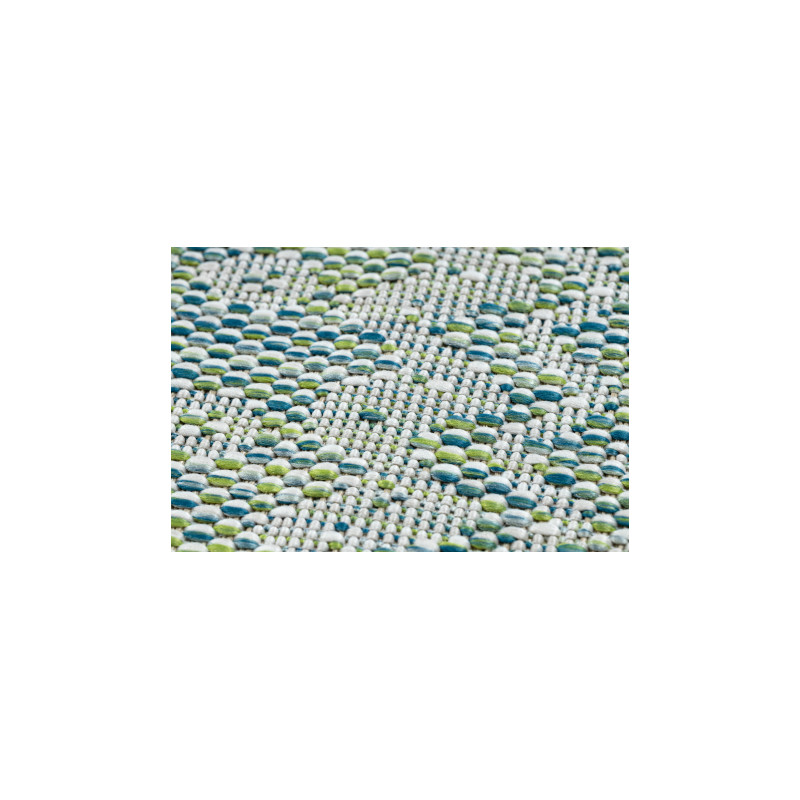 Dywan SZNURKOWY SIZAL SION Romby 22184 płaskie tkanie zielony / niebieski / ecru 140x190cm