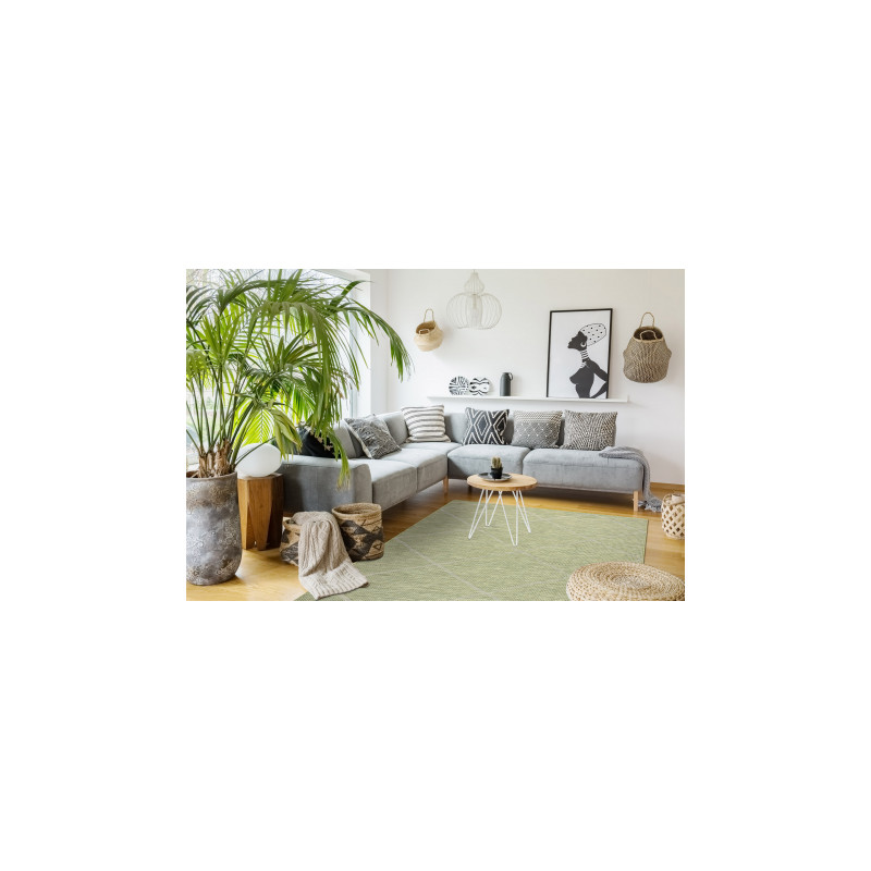 Dywan SZNURKOWY SIZAL płaskotkany PATIO 3075 romby zielony / beż 155x220cm