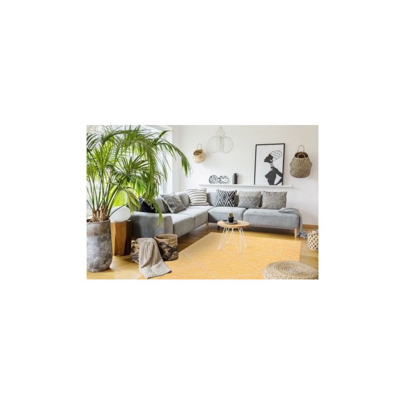 Dywan SZNURKOWY SIZAL płaskotkany PATIO 3075 romby żółty / beż 155x220cm Dywan SZNURKOWY SIZAL płaskotkany PATIO 3075 romby żółty / beż 155x220cm