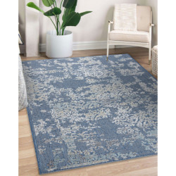 Dywan Strukturalny SOLE D3811 Ornament - płasko tkany niebieski / beż 80x250cm