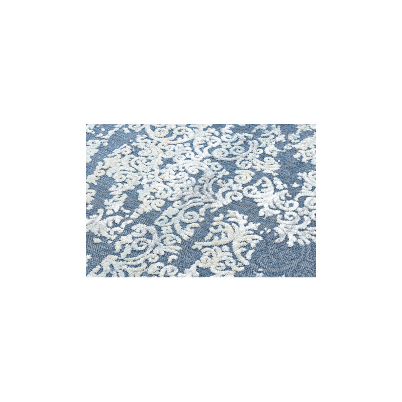 Dywan Strukturalny SOLE D3811 Ornament - płasko tkany niebieski / beż 80x250cm