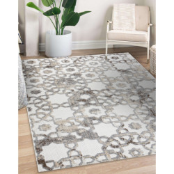 Dywan Strukturalny SOLE D3882 Ornament - płasko tkany beż / szary 120x170cm