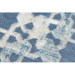 Dywan Strukturalny SOLE D3881 Ornament - płasko tkany niebieski / beż 140x190cm