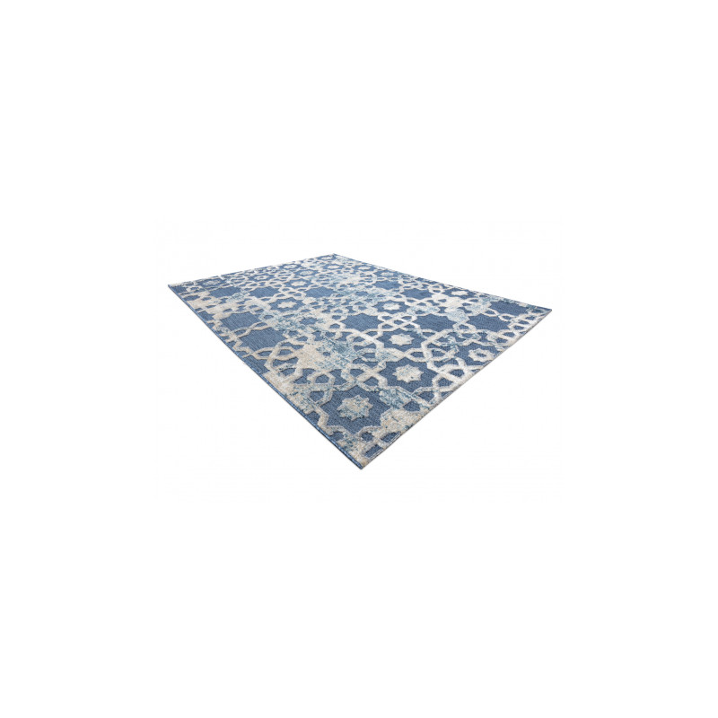 Dywan Strukturalny SOLE D3881 Ornament - płasko tkany niebieski / beż 200x290cm Dywan Strukturalny SOLE D3881 Ornament - płasko tkany niebieski / beż 200x290cm