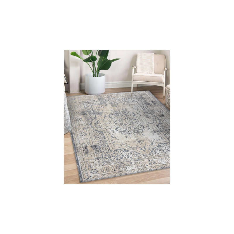 Dywan Strukturalny SOLE D3872 Ornament, ramka - płasko tkany szary / beż 80x250cm Dywan Strukturalny SOLE D3872 Ornament, ramka - płasko tkany szary / beż 80x250cm