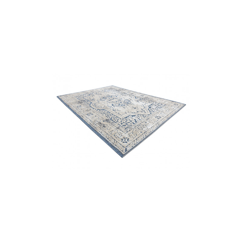 Dywan Strukturalny SOLE D3871 Ornament, ramka - płasko tkany niebieski / beż 80x150cm Dywan Strukturalny SOLE D3871 Ornament, ramka - płasko tkany niebieski / beż 80x150cm