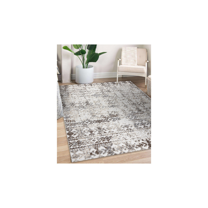 Dywan Strukturalny SOLE D3732 Aztecki, romby - płasko tkany beż 80x250cm