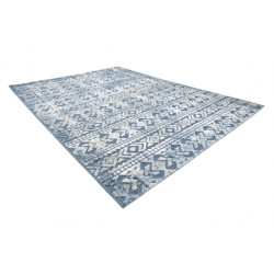 Dywan Strukturalny SOLE D3732 Aztecki, romby - płasko tkany niebieski / beż 80x150cm