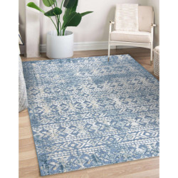 Dywan Strukturalny SOLE D3732 Aztecki, romby - płasko tkany niebieski / beż 80x150cm Dywan Strukturalny SOLE D3732 Aztecki, romby - płasko tkany niebieski / beż 80x150cm