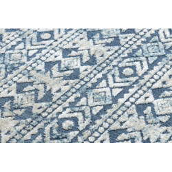 Dywan Strukturalny SOLE D3732 Aztecki, romby - płasko tkany niebieski / beż 140x190cm