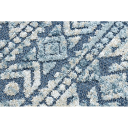 Dywan Strukturalny SOLE D3732 Aztecki, romby - płasko tkany niebieski / beż 140x190cm