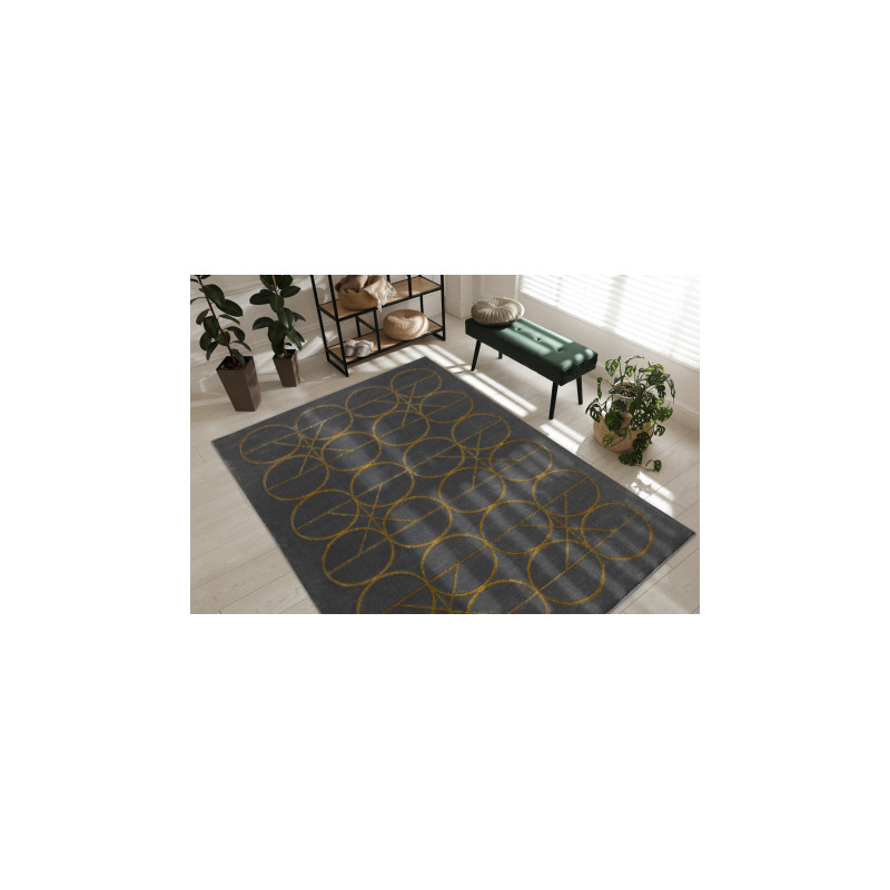 Dywan EMERALD ekskluzywny 1010 glamour, stylowy koła szary / złoty 180x270cm