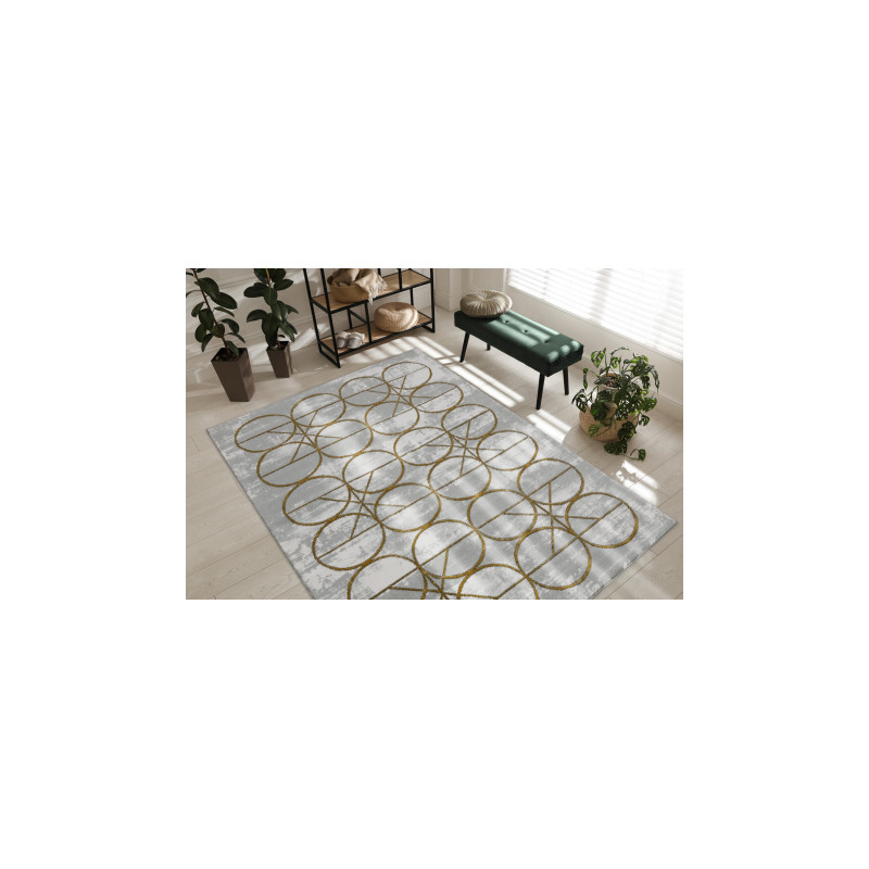 Dywan EMERALD ekskluzywny 1010 glamour, stylowy koła krem / złoty 180x270cm