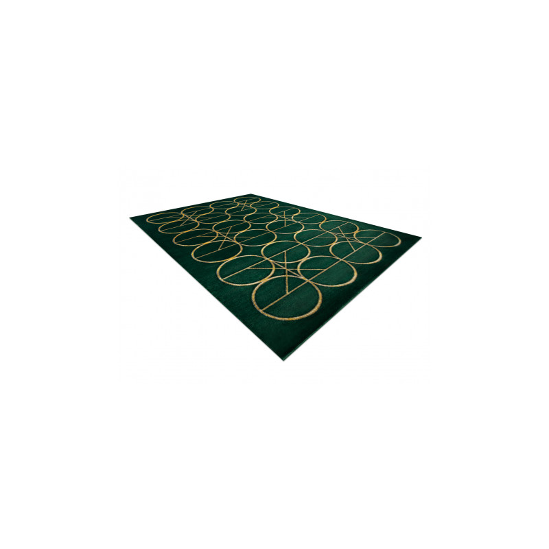 Dywan EMERALD ekskluzywny 1010 glamour, stylowy koła butelkowa zieleń / złoty 200x290cm