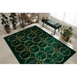 Dywan EMERALD ekskluzywny 1010 glamour, stylowy koła butelkowa zieleń / złoty 200x290cm