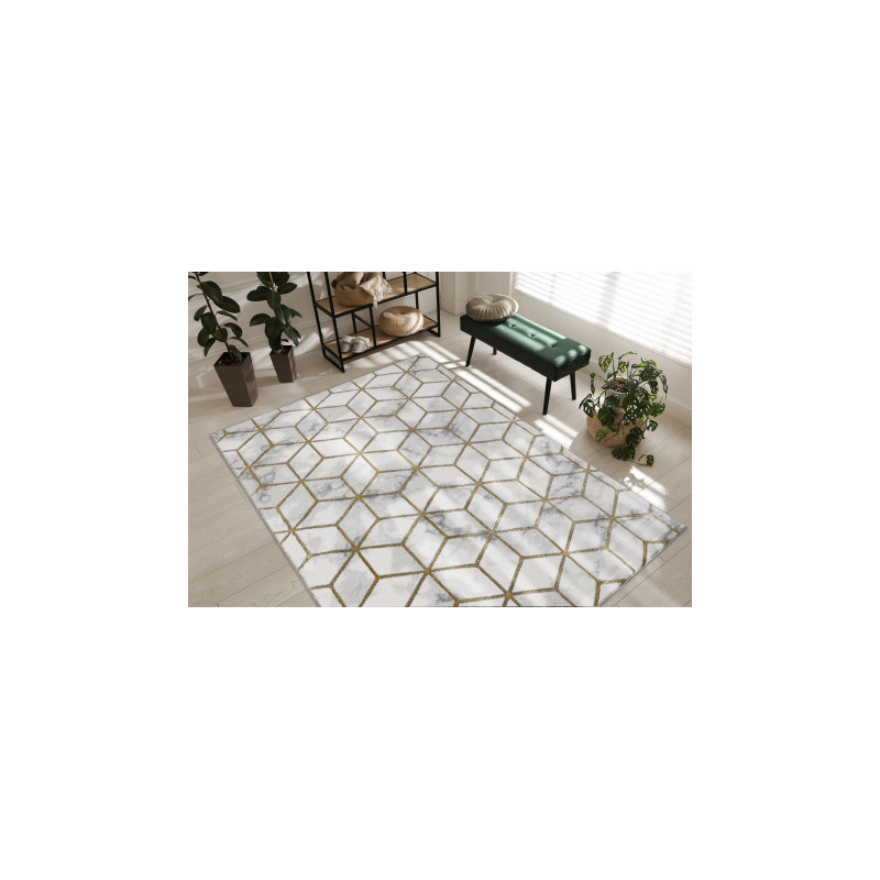 Dywan EMERALD ekskluzywny 1014 glamour, stylowy kostka krem / złoty 160x220cm