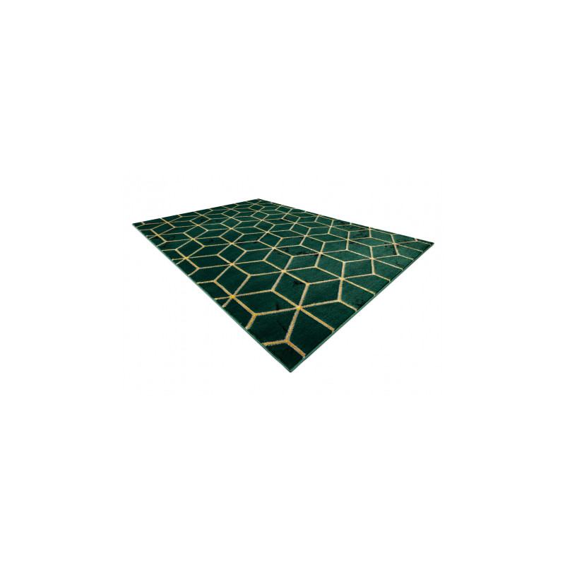 Dywan EMERALD ekskluzywny 1014 glamour, stylowy kostka butelkowa zieleń / złoty 140x190cm