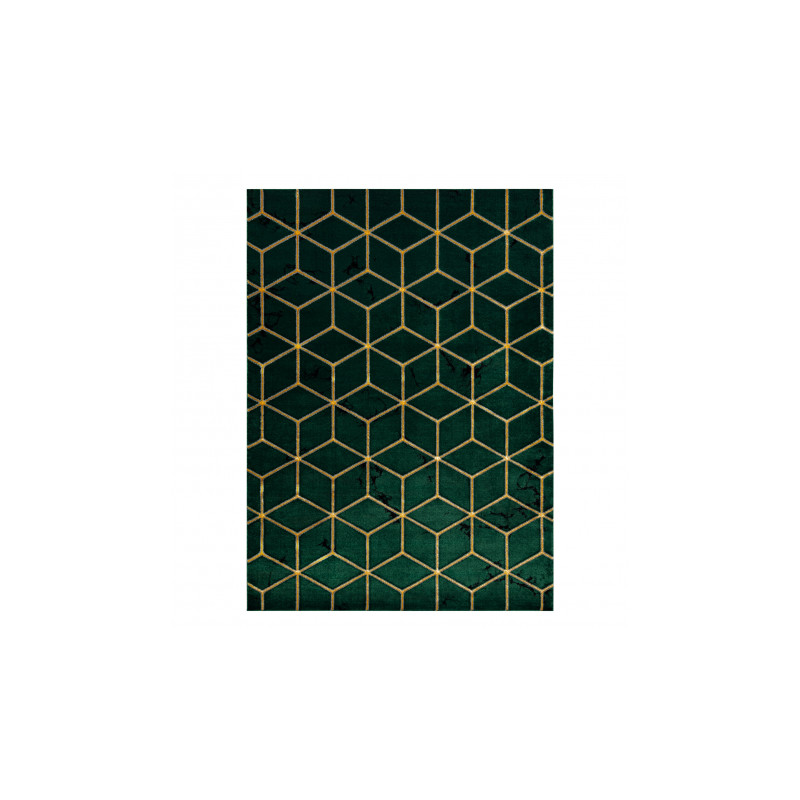 Dywan EMERALD ekskluzywny 1014 glamour, stylowy kostka butelkowa zieleń / złoty 160x220cm