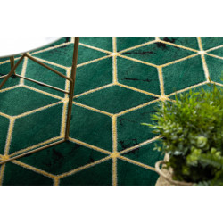 Dywan EMERALD ekskluzywny 1014 glamour, stylowy kostka butelkowa zieleń / złoty 160x220cm