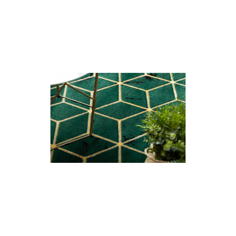 Dywan EMERALD ekskluzywny 1014 glamour, stylowy kostka butelkowa zieleń / złoty 160x220cm