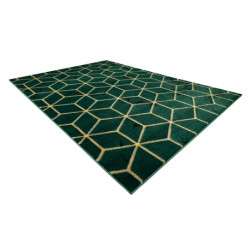Dywan EMERALD ekskluzywny 1014 glamour, stylowy kostka butelkowa zieleń / złoty 160x220cm