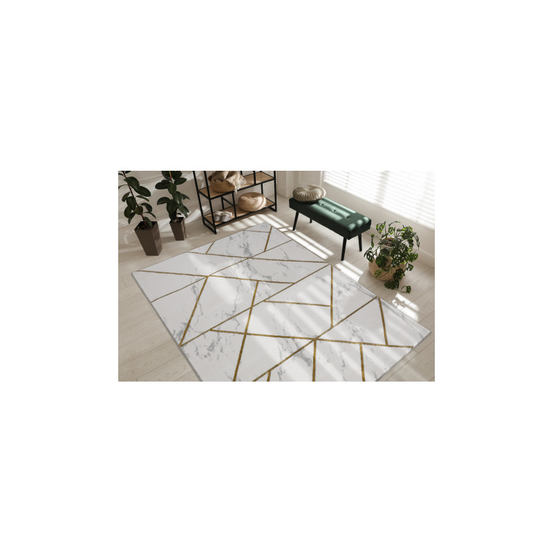 Dywan EMERALD ekskluzywny 1012 glamour, stylowy geometryczny, marmur krem / złoty 140x190cm