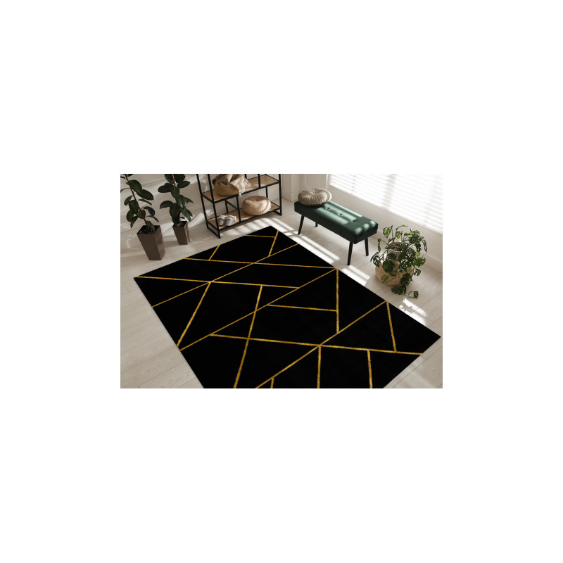 Dywan EMERALD ekskluzywny 1012 glamour, stylowy geometryczny czarny / złoty 120x170cm