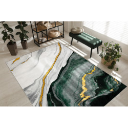 Dywan EMERALD ekskluzywny 1017 glamour, stylowy marmur butelkowa zieleń / złoty 80x150cm