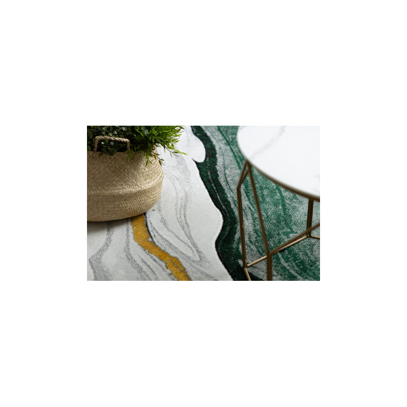 Dywan EMERALD ekskluzywny 1017 glamour, stylowy marmur butelkowa zieleń / złoty 80x150cm