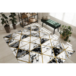 Dywan EMERALD ekskluzywny 1020 glamour, stylowy marmur, trójkąty czarny / złoty 180x270cm