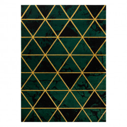 Dywan EMERALD ekskluzywny 1020 glamour, stylowy marmur, trójkąty butelkowa zieleń / złoty 120x170cm