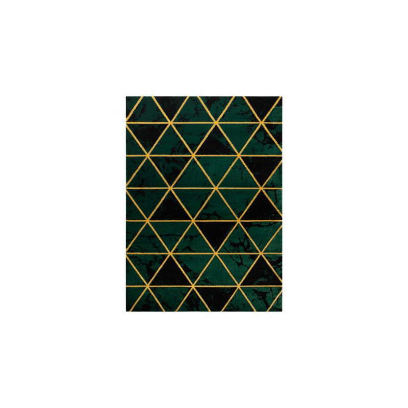 Dywan EMERALD ekskluzywny 1020 glamour, stylowy marmur, trójkąty butelkowa zieleń / złoty 120x170cm