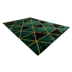 Dywan EMERALD ekskluzywny 1020 glamour, stylowy marmur, trójkąty butelkowa zieleń / złoty 140x190cm