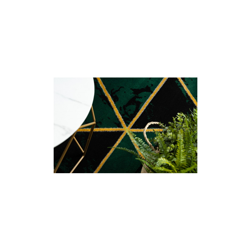 Dywan EMERALD ekskluzywny 1020 glamour, stylowy marmur, trójkąty butelkowa zieleń / złoty 140x190cm