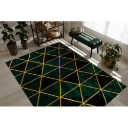 Dywan EMERALD ekskluzywny 1020 glamour, stylowy marmur, trójkąty butelkowa zieleń / złoty 160x220cm