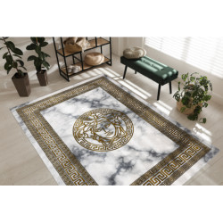 Dywan EMERALD ekskluzywny 1011 glamour, meduza grecki ramka krem / złoty 160x220cm Dywan EMERALD ekskluzywny 1011 glamour, meduza grecki ramka krem / złoty 160x220cm