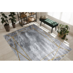 Dywan EMERALD ekskluzywny 1022 glamour, stylowy geometryczny, marmur szary / złoty 80x150cm