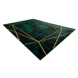 Dywan EMERALD ekskluzywny 1022 glamour, stylowy geometryczny, marmur butelkowa zieleń / złoty 140x190cm