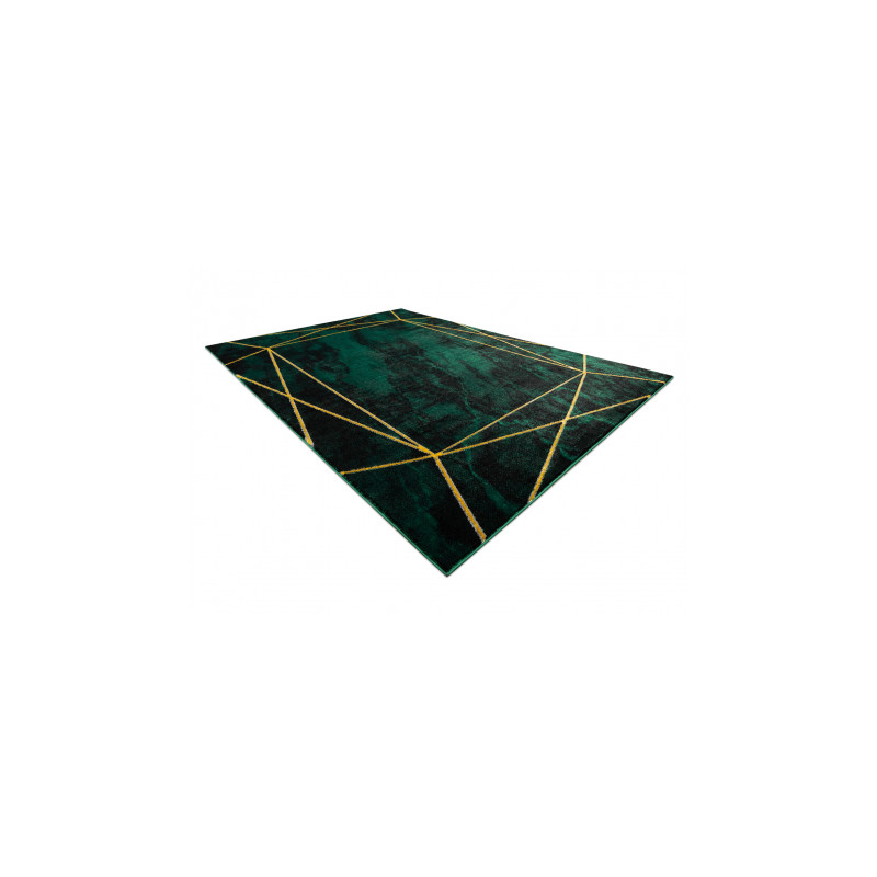Dywan EMERALD ekskluzywny 1022 glamour, stylowy geometryczny, marmur butelkowa zieleń / złoty 140x190cm