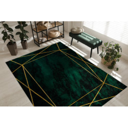 Dywan EMERALD ekskluzywny 1022 glamour, stylowy geometryczny, marmur butelkowa zieleń / złoty 240x330cm