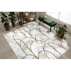 Dywan EMERALD ekskluzywny 1016 glamour, stylowy art deco, marmur krem / złoty 80x150cm
