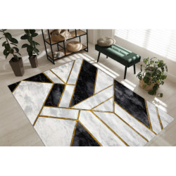 Dywan EMERALD ekskluzywny 1015 glamour, stylowy marmur, geometryczny czarny / złoty 80x150cm Dywan EMERALD ekskluzywny 1015 glamour, stylowy marmur, geometryczny czarny / złoty 80x150cm