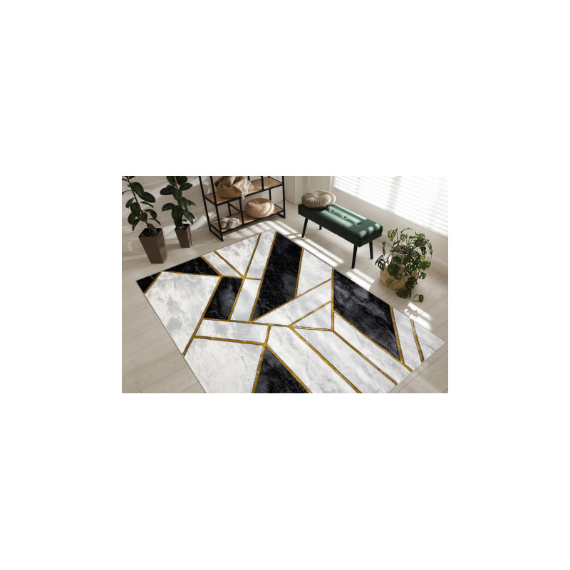 Dywan EMERALD ekskluzywny 1015 glamour, stylowy marmur, geometryczny czarny / złoty 80x150cm Dywan EMERALD ekskluzywny 1015 glamour, stylowy marmur, geometryczny czarny / złoty 80x150cm