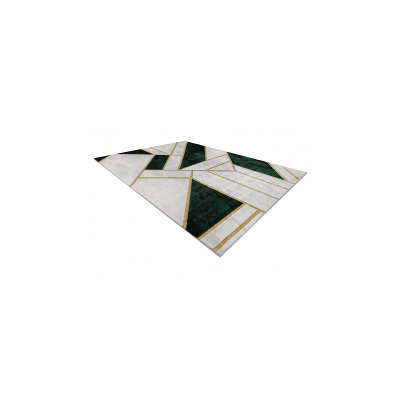 Dywan EMERALD ekskluzywny 1015 glamour, stylowy marmur, geometryczny butelkowa zieleń / złoty 80x150cm