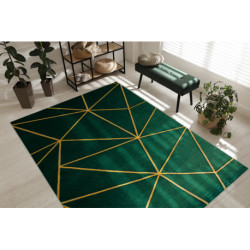 Dywan EMERALD ekskluzywny 1013 glamour, stylowy geometryczny butelkowa zieleń / złoty 120x170cm