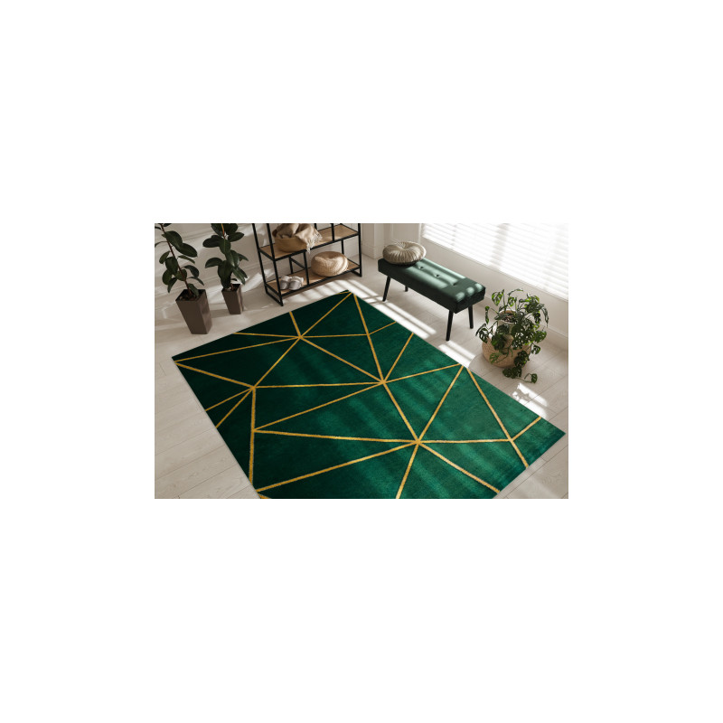 Dywan EMERALD ekskluzywny 1013 glamour, stylowy geometryczny butelkowa zieleń / złoty 200x290cm