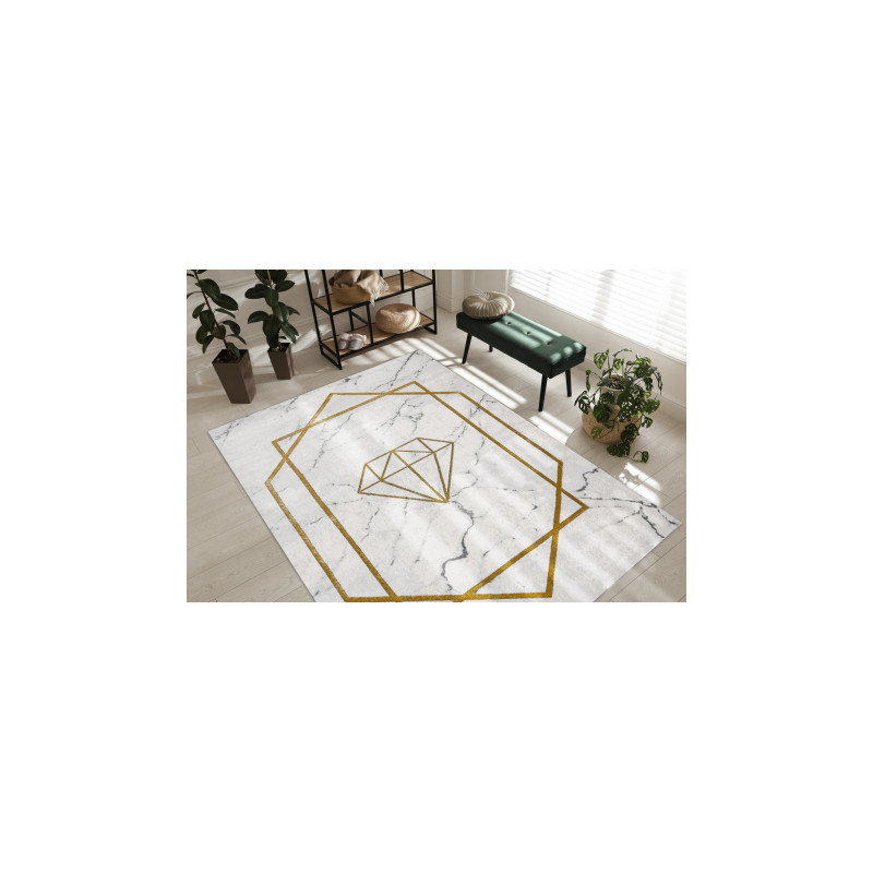 Dywan EMERALD ekskluzywny 1019 glamour, stylowy diament, marmur krem / złoty 180x270cm
