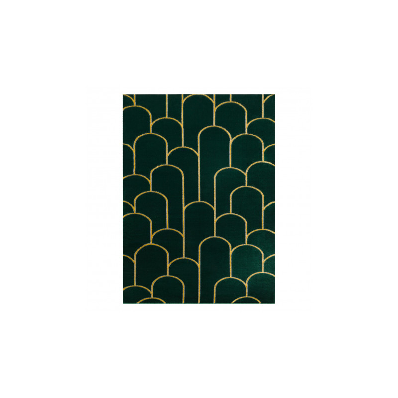 Dywan EMERALD ekskluzywny 1021 glamour, stylowy art deco butelkowa zieleń / złoty 80x150cm