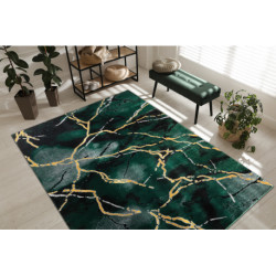Dywan EMERALD ekskluzywny 1018 glamour, stylowy marmur butelkowa zieleń / złoty 120x170cm
