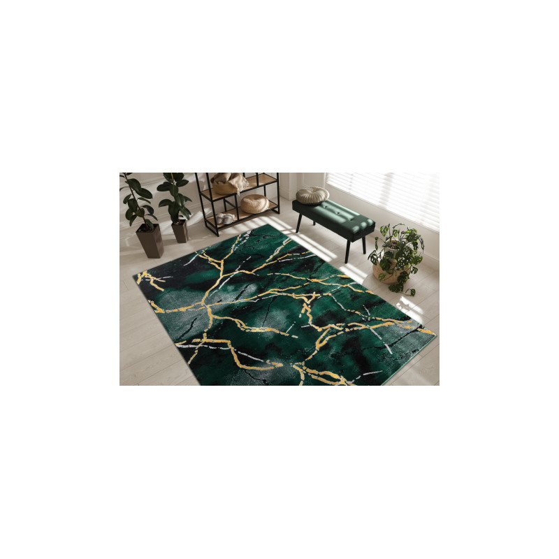 Dywan EMERALD ekskluzywny 1018 glamour, stylowy marmur butelkowa zieleń / złoty 120x170cm